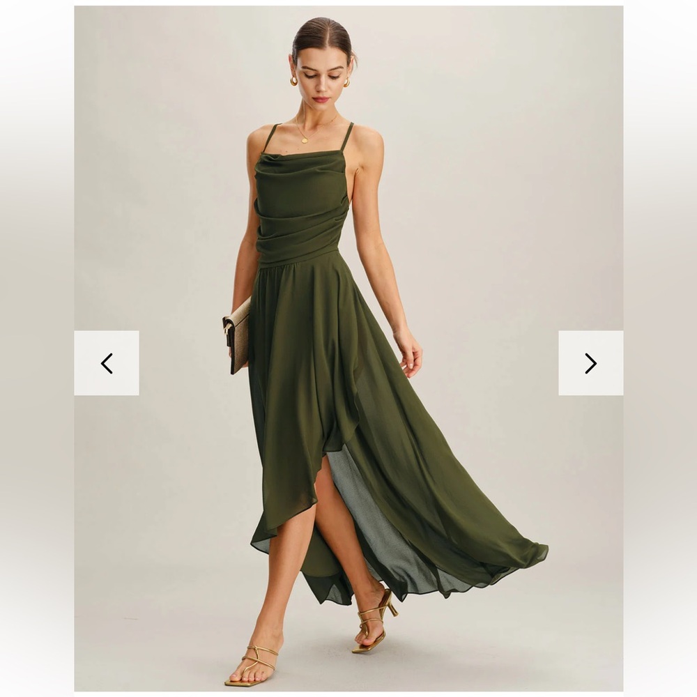 Elegant Olive Green Maxi Dress